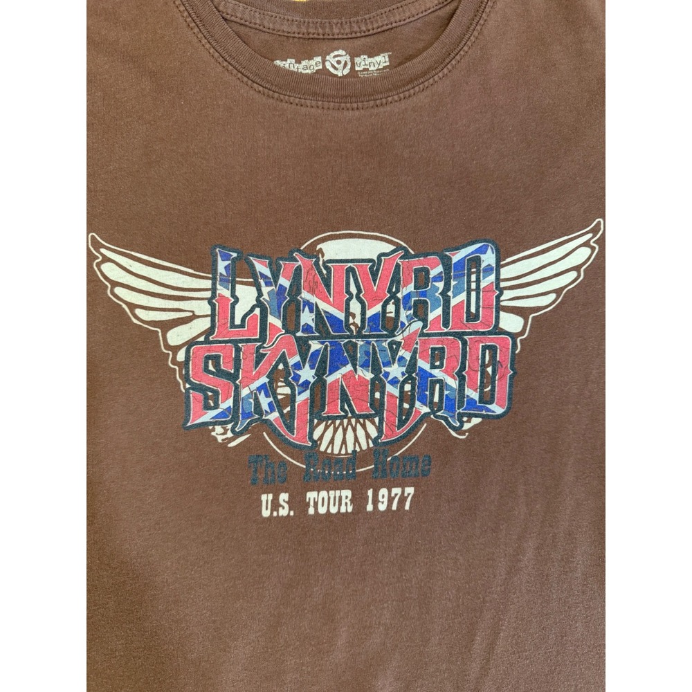 Vintage Vinyl Lynyrd Skynyrd 1977 US Tour Graphic Tee Brown XL Women